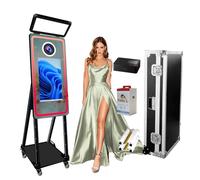 VANYA Cabina fotografica a specchio magico da 101,6 cm con touch screen da 21,5 pollici e kit di gioco con custodia da volo illuminazione da studio per eventi, Natale, matrimoni(nero + stampante)