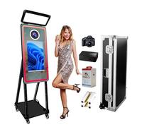 VANYA Cabina fotografica a specchio magico da 101,6 cm con touch screen da 21,5 pollici e kit di gioco con custodia da volo illuminazione da studio per eventi, Natale, matrimoni(nero+stampante+