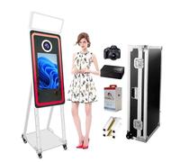 VANYA Cabina fotografica a specchio magico da 101,6 cm con touch screen da 21,5 pollici e kit di gioco con custodia da volo illuminazione da studio per eventi, Natale, matrimoni(bianco+stampante+