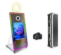 VANYA Portable 65in Photobooth with Camera 32in Selfie Touch Screen Magic Mirror Photo Booth Machine, con Ring Light, per gli eventi natalizi della festa nuziale (White, Photo Booth with Camera)