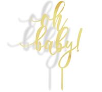 Vanyibro Topper per torta con scritta in inglese "Oh Baby Baby", in acrilico, con scritta "Happy Birthday", decorazione per torta per anniversari, colore: oro