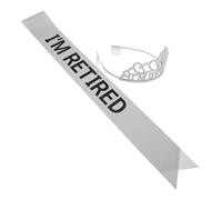 VANZACK 1 Set set per festa di pensionamento diadema di pensionamento fascia di compleanno Sash di buon compleanno di pensionamento per le donne SASH senior Panno glitterato Argento