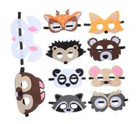 VANZACK 10 Maschere Animali in per Compleanno e Feste Tema Foresta Maschere Cartoon Regolabili con Coniglio Cervo Panda Gufo Volpe Riccio e Procione