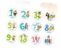 VANZACK 12 pezzi Adesivi Mese Ragazzo Ragazza Milestone Animali Adorabili Set Riutilizzabili per Album Ricordi Maschio Femmina