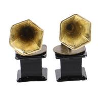 VANZACK 2 Mini Record Player Figurine in Metal Retro Vintage Phonograph Decoration For Dollhouse Miniature Compact Space-saving Design For Creative Displays And Collectors