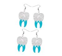 VANZACK 2 Paia Orecchini a Forma di Denti Donna Blu Leggeri e Divertenti, Gioielli Pendenti per Halloween, Feste in Maschera e Uso Quotidiano