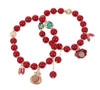 VANZACK 2 Pezzi Bracciale di Perle Rosse 2021, Lega e Cristallo Artificiale | Stile Elegante e Semplice, Leggero da Indossare, Finitura Curata, per Viaggio Commemorativo e Welfare Dipendenti