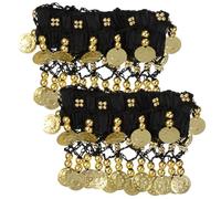 VANZACK 2 Pezzi Catena Del Braccio Della Caviglia Cavigliere Per Le Donne Pancetta Donna Ragazze Braccialetti Di Danzatrice Del Ventre Cavigliere Per La Danza Adulto Chiffon Black
