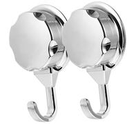 VANZACK 2 pezzi Ganci Ventosa Pesanti Appendini Adesivi per Asciugamani Portasciugamani Senza Foratura per Cucina Bagno Specchi e Superfici Lisce Abs Resistente e Design Elegante