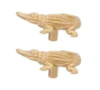 VANZACK 2 Pezzi Maniglia per Mobili in Ottone a Forma di Coccodrillo Vintage Oro Installazione Semplice, Stile Creativo e Accessori Completi per Spazi Interni