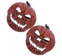 VANZACK 2 Pezzi Maschera Halloween Zucca Vintage in PU Arancione per Viso | Facile da Respirare, Riutilizzabile come Oggetto di Scena, Atossica e Delicata al Contatto, per Festa