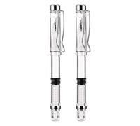 VANZACK 2 Pezzi Penna Stilografica Trasparente con Sifone Penna Calligrafica con Punta Fine e Pennarello Piccolo per Studenti con Inchiostro Assorbito per Scrittura Studio e Disegno