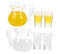 VANZACK 2 set Mini Brocche Vetro Resina per Casa delle Bambole Mini Tazze e Caraffe Arancio e Latte Accessori Decorativi Realistici per Scenari in Miniatura