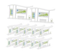 VANZACK 20 Pezzi Miniature Bus Station Model For Dollhouses And Landscapes Realistic Plastic Stop Decor For Photography Props And Urban Railway Layouts