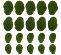 VANZACK 24 Pezzi Pietre Muschio Artificiale Floccate 4 Dimensioni Assortite 3-7 CM Decorazione Micro Paesaggio Giardino Bonsai Terrario Ambienti Bosco