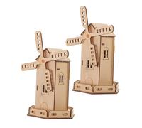 VANZACK 2sets Mulino Vento Solare Fai Da Te Kit Di Montaggio Per Ragazzo Ragazza Progetto Scientifico in Legno Esperimento Di Ingegneria Educativo Giocattolo Solare Per Ragazzo Ragazza