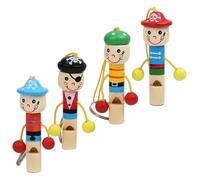 VANZACK 4 Fischietti Pirati in Legno Cartoon e per Regali Creativi per Feste Compleanno e Speciali