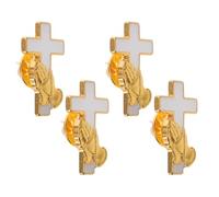 VANZACK 4 Pezzi Spilla Croce Vintage in Lega Oro con Mani in Preghiera | Stile Antico Chiesa, Design Sicuro, Resistente All'ossidazione, Unisex