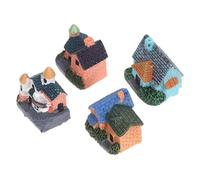 VANZACK 4pezzi Miniatura Di Villaggio in Resina Stile Europeo Casa Di Fata in Miniatura Decorazione Per Scrivania e Giardino Accessori Per Bonsai e Piante Succulente