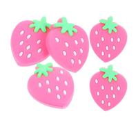 VANZACK 5 Pezzi Smorzatore di Vibrazioni Rosa in Silicone | Forma Fragola Decorativa, Riduce il Rumore delle Corde, per Allenamento e Giocatori Giovani