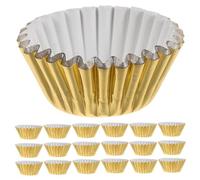 VANZACK 500 Pirottini per Muffin in Alluminio Spesso Mini Oro, Pirottini per Cupcake in Carta Antiolio, Stampi per Mini Torte per Pasticceria e Feste