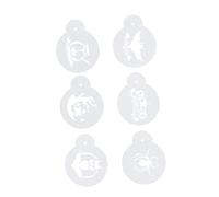 VANZACK 6 Stencil per Decorare Caffè e Latte Art in Plastica, Modelli per Spray Latte Cappuccino Motivi Halloween, Utensili per Decorazioni Professionali Facili da Pulire