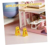 VANZACK 7 Miniature Dollhouse Floor Safety Caution Signs Realistic Wet Floor Warning For Educational Play And Mini Garden Decor