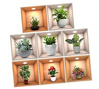 VANZACK 8 Pezzi Adesivi Murali Decorativi Arredamento Camera da Letto Adesivo Murale Decorativo Adesivo Stampa Vaso di Fiori Decalcomania Murale Floreale Adesivo 3D PVC