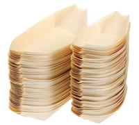 VANZACK Barchette per Sushi Usa e Getta in Legno Naturale 11X7Cm e 17X8Cm Set da 100 Pezzi Piatti per Sushi e Sashimi Biodegradabili per Feste Ristoranti e Aperitivi