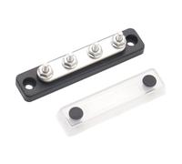 VANZACK Barra di Distribuzione a 4 Terminali 3/16 Coperchio Trasparente Blocco Collettore 48V 100A per Auto e Barche Organizzatore Cavi per Cablaggio Sicuro e Connessione Stabile