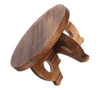 VANZACK Base Rotonda in Legno per Piante e Oggetti Decorativi | Marrone, Stile Rustico ed Elegante, per Ufficio e Camera da Letto, Montaggio Semplice e Protezione del Pavimento