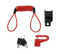 VANZACK Bloccadisco per Veicoli a Due Ruote con Cavo Promemoria in Pvc e Acciaio Rosso, Antiruggine e Protezione Affidabile per Parcheggio All'esterno e Casa