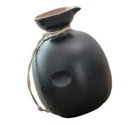 VANZACK Caraffa per Sakè Stile Giapponese in Ceramica Nera 300 Ml | Riutilizzabile, Gusto Neutro e Resistente allo Scolorimento, per Matrimoni e Compleanni, Dettaglio in Legno