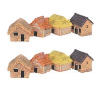 VANZACK Casa in Miniatura Decorazione Versatile e Resistente allo Sbiadimento 8 Pezzi Rustica in Resina Tetto di Paglia per Diorama e Arredamento da Scrivania