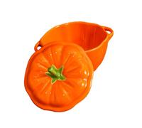 VANZACK Ciotola in Ceramica Doppia Maniglia e Coperchio a Forma di Zucca Contenitore Alimentare Creativo per Casa e Conservazione Multipla
