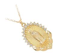 VANZACK Collana Ciondolo Vergine Maria in Metallo Dorato Gioielli Religiosi da Donna Accessorio Elegante per Maglioni e Cappotti Regalo per la Festa della Mamma e Occasioni Speciali