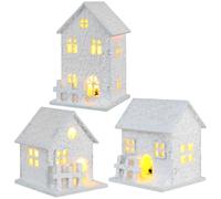 VANZACK Decorazioni Natalizie Luminose a Forma di Baita, Casette di Natale in Legno, Luce Bianca Calda, Decorazioni per La Casa Durante Le Feste