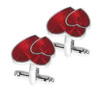 VANZACK Gemelli a Forma di Cuore Rosso in Metallo per Camicia da Uomo - Accessori Formali per Matrimonio e Anniversario - Gemelli da Sposo per Smoking, Regalo Elegante per Occasioni