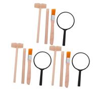 VANZACK Kit di Scavi Archeologici per Bambini - Set Attrezzi Giocattolo Martello di Plastica Scalpello Spazzola e Lente D’Ingrandimento per Apprendimento Pratico e Giochi Scientifici