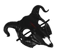 VANZACK Maschera Halloween a Forma di Teschio di Pecora, Plastica Nera | Design Traspirante, Effetto Caprone Scolpito, per Foto, Feste, Compleanni e Decorazioni Sceniche