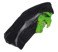 VANZACK Maschera Spaventosa da Strega Verde per Halloween, Maschera Dell'orrore Realistica per Festa di Halloween per Adulti, Accessorio Cosplay per Travestimenti e Feste a Tema