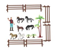VANZACK Miniatura Recinto in Plastica con Accessori Realistico per Bambine Educativo e Decorazione Micro Paesaggio Kit da Assemblare per Sviluppo Manuale e Interazione