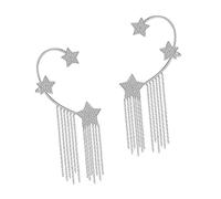 VANZACK Orecchini Clip Polsino con Stelle e Nappe Chic Senza Buco Brillanti e Resistenti per Donna Accessori Eleganti per Uso Quotidiano e Occasioni Speciali