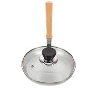 VANZACK Padella Giapponese per Frittata Tamagoyaki 17 Cm Coperchio in Vetro, Padella Antiaderente per Uova Manico Verticale, Utensile Cucina per Colazione e Preparazione Oyakodon