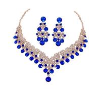 VANZACK Parure Sposa con Collana Pendente e Orecchini Colorati Matrimonio per Cerimonie e Feste per