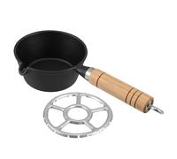 VANZACK Pentola in Ghisa Mini con Manico in Legno Ergonomico Padella Antiaderente per Uova e Burro Pentolino Versatile per Frittata Riscaldare Olio e Cucinare in Cucina Compatta