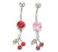 VANZACK Piercing Per La Pancia a Forma Di Frutto Rosso 2 Pezzi in Acciaio Leggero Pendenti Per Donne Regalo Gioielli Per Il Ventre Divertenti e Comodi
