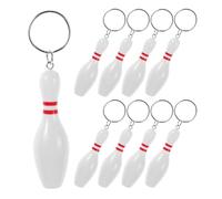 VANZACK Portachiavi Bowling 9 Pezzi, Piccolo, Bianco, Plastico e Metallo