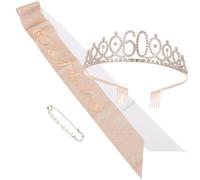 VANZACK Set 1 Pezzo Fascia Compleanno Donna e Corona Tiara Polvere D'oro e Lega, Comoda e Resistente, per Feste di Compleanno e Addobbi Festa