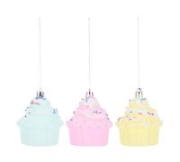 VANZACK Set 3 Pezzi Decorazioni Cupcake Natalizie da Appendere Mini Torte Finte Colorate per Albero di Natale Addobbi Festivi Sicuri per e Decorazioni Multiuso per Feste